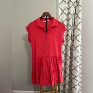 Zara Red Viscose Dress w/ jewels|Sz: XS| Babydoll Style
